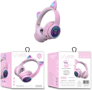 Wireless Cat Ear Headphones Bluetooth Headset LED Earphone Kids Children Gifts P - Picture 1 of 11
