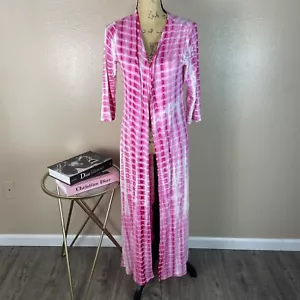 Love Culture Large Tie Dye Summer Beach Island Cardigan Lightweight Pink/White - Picture 1 of 10