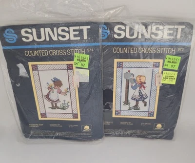 Lote de flores y letras de punto de cruz contado diseños de atardecer de colección para un amigo  Foto 1 de 4