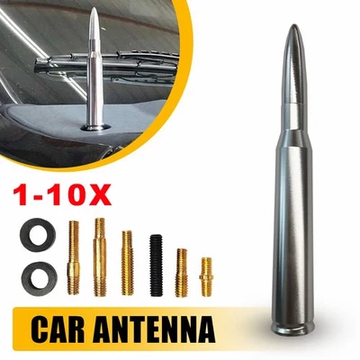 PARA FORD F150 F250 CALIBRE 50 BALA ALUMINIO ANTENA CORTA CROMO PLATA Foto 1 de 4