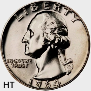 1964 Washington Quarter - Choice Gem Proof Lustrous 90% Silver US Coin #E890 - Picture 1 of 4