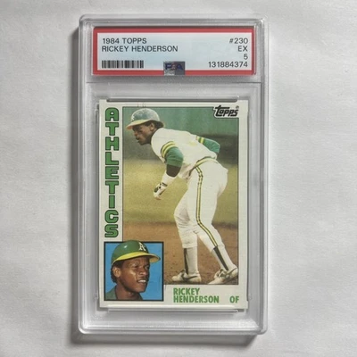 Rickey Henderson Athletics Hof 1984 Topps #230 PSA 5 casi nuevo-como nuevo ¡Nílido y limpio! Foto 1 de 2