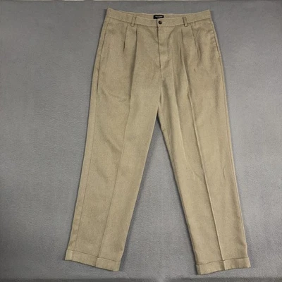 Pantalones Dockers De Colección Para Hombre 38x32 Marrón Caqui Espiga Micro Patrón Plisado Foto 1 de 4