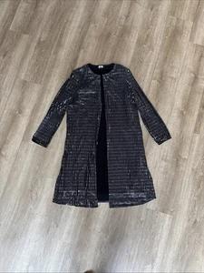 Anne Klein Black Metallic Knit Overlay Dress Medium Sparkle Formal One Piece - Picture 1 of 23