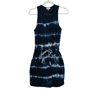 Sundry for Evereve Tie Dye Tank Dress Sz 0 Navy Blue Pocketed USA Casual Boho - Picture 1 of 10