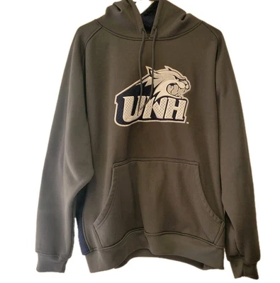 UNH Wildcats XL Sudadera con Capucha Manga Larga Con Bolsa Gris Borde Pro NCAA AEC Algunos Usos Foto 1 de 4