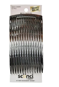 Scunci Kunststoff Seitenhaarkämme, schwarz, klar und Schildpatt, 12 Ct - Bild 1 von 7