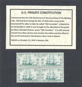 #951 - 1947 Constitución de fragata de Estados Unidos - Bloque de 4 estampillas como nuevo de Estados Unidos - Imagen 1 de 1