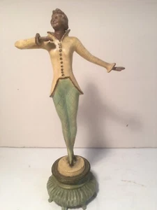 ANTIQUE VINTAGE AUSTRIAN BRONZE PAINTED LORENZI SCULPTURE MAN STANDING - Picture 1 of 8