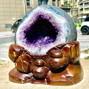 23.06LB TOP Natural Uruguay Amethyst quartz crystal Money Bag Decoration - Imagen 1 de 15