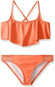 Billabong Girls' 238454 Pink Flutter Two Piece Bikini Set Swimwear Size 4 - Picture 1 of 2