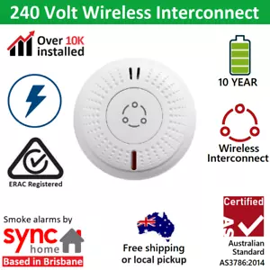 240v hardwired photoelectric smoke alarm +wireless interconnect +10 year battery - Picture 1 of 2