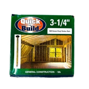 Quick Build 16SNK5LB Construction Green Vinyl Sinker Nails 16d 3-1/4in 5 lb Pack - Picture 1 of 7