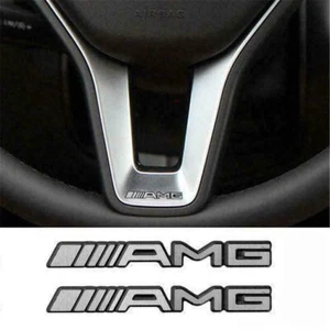 2 Stück Lenkrad Emblem Logo Abzeichen Aufkleber FürMercedes AMG 35x4MM Aluminium - Bild 1 von 8