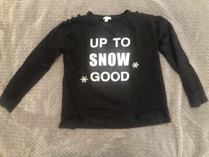 Girls “Up to Snow Good” Sweatshirt - Black - size 8 - Picture 1 of 10