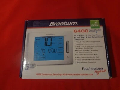 BRAEBURN 6400 7 DAY , 5-2 DAY PROGRAMMABLE  TOUCHSCREEN HYBRID THERMOSTAT - Image 1 of 2