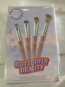 Sephora BUTTERFLY BEAUTY MINI Eye Brush Gift Set 4 pc Smudge Liner Shadow NEW - Picture 1 of 2