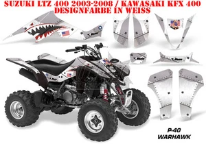 KIT GRÁFICO DE DECORACIÓN DE CARRERAS AMR ATV SUZUKI LTZ 400 Y KAWASAKI KFX 400 P40 WARHAWK B - Imagen 1 de 3