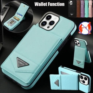 For iPhone 16 15 15 14 Pro Max Plus RFID Leather Wallet Card Case Flip Cover - Picture 1 of 79