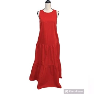 Melloday orangefarbenes ärmelloses Boho-Maxikleid mit vollen Stufen Größe Medium - Bild 1 von 7