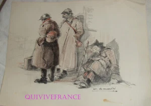 PL119 - DESSIN POILUS DE 1940 A LA GARE par MARIO DE MARCHI - Picture 1 of 2