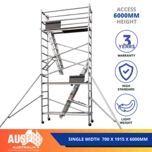 6M Aluminium Scaffold - 225kg Capacity - Portable Safety - 5M Platform Ht - Picture 1 of 10