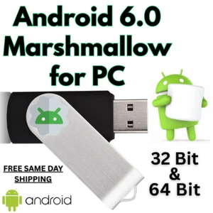 Android Marshmallow 6.0 x86 for PC Boot FAST Linux Install Live 32 Bit & 64 Bit - Picture 1 of 4