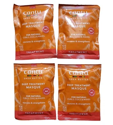 Lote de 4x Mascarilla Tratamiento Profundo de Manteca de Karité Cantu Conjunto de Cabello Natural Viaje 1.75 OZ Foto 1 de 3