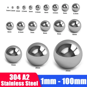 304 Stainless Steel Ball Bearings High Precision Solid Smooth Ball 1mm - 100mm - Picture 1 of 8