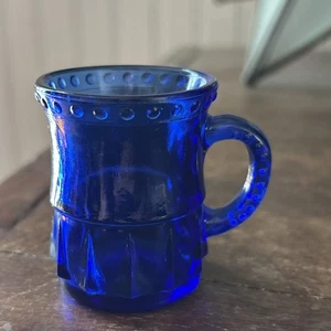 Mini Cobalt Blue Beer Mug- Shot Glass Dart And Bead Pattern 2” Tall - Picture 1 of 8