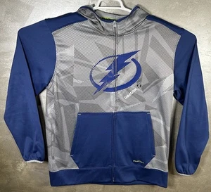 Tampa Bay Lightning Reebok Sweatshirt Men's Large Zip Up Hoodie Blue Gray Rare - Picture 1 of 16