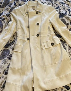 anthropologie elevenses Wool Size 6 White Coat Women’s Retails $225 - Picture 1 of 13