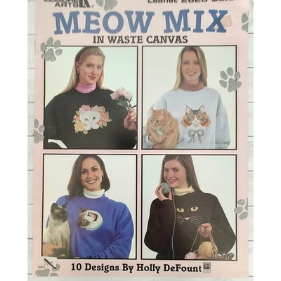Leisure Arts Meow Mix in Waste Canvas Cross Stitch Patterns Cats, Holidays - Image 1 of 4