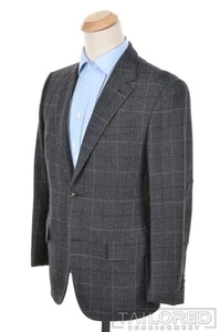 ERMENEGILDO ZEGNA grau kariert Trofeo Kaschmir Tweed Blazer Sport Mantel Jacke 38 R - Bild 1 von 9