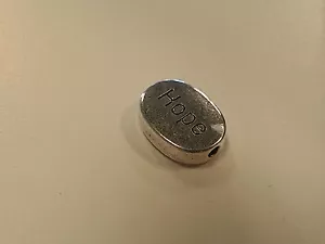 Flat Oval Hope Tibetan Style Alloy Bead, Antique Silver, 16x12x5mm, Hole: 2mm - Picture 1 of 2