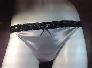 Bragas para mujer, bikinis ILUSION talla M. plata satén suave con cintura y decoración - Imagen 1 de 7