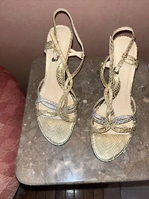 Sapatos de salto alto Via Spiga dourado e prata tamanho 8 - Imagem 1 de 4