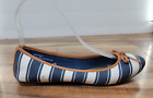 Kelly & Katie Ballet Flats Womens Size 6.5 Blue White Striped Slip on Bow Shoes