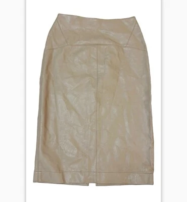 Zara High Waisted Faux Leather Midi Pencil Skirt beige Zipped size S - Image 1 of 4