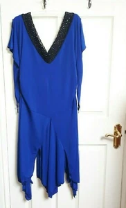 Shirley of Hollywood Royal Blue Beaded Dress Size 18 Hanky Hem Party Dress - Picture 1 of 12