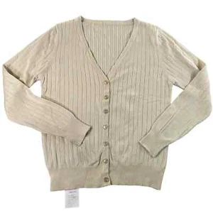 J3509 NWT V-Neck Cropped Knit Cardigan size Large - Picture 1 of 3