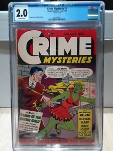 1953 Crime Mysteries # 5 CGC 2.0 Vintage Pre-code Crime Horror Pretty Girl Etc ! - Picture 1 of 12