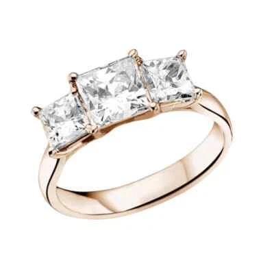 2Ct Princess Cut IGI Certified Lab Grown Diamond Wedding Ring in 18K Rose Gold - Image 1 of 4