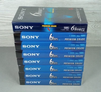 Новый лот из 8 Sony пустой VHS видеокассеты 6HR премиум класса T-120VL T-120VE - Изображение 1 из 4