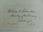 "Secretary of the Treasury" William A Richardson Signed 3.5X2.5 Card COA
