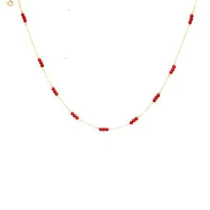 18K Gold Necklace for Newborn Baby • Gold Necklace with Natural Corals - Picture 1 of 8