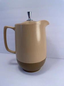 Vintage Thermos Insulated Ware Pitcher tan and brown Mid-century Modern 1970s - Picture 1 of 11