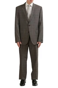 Hugo Boss "The James4/Sharp6" Men's 100% Wool Two Button Plaid Suit US 46R IT 56 - Picture 1 of 11