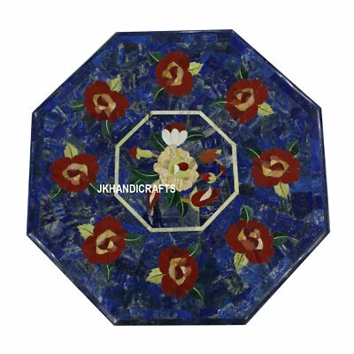 20" Marble Coffee Table Top Random Sea Shell Floral Inlay Art Entry Decor - Image 1 of 4