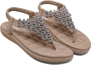 🔥 Sandalias planas para mujer elegantes verano playa informales boho estrás 🔥 - Imagen 1 de 8